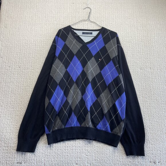 Tommy Hilfiger Other - VTG Tommy Hilfiger Argyle Sweater Mens Purple / Black Diamond Dark Academia Read